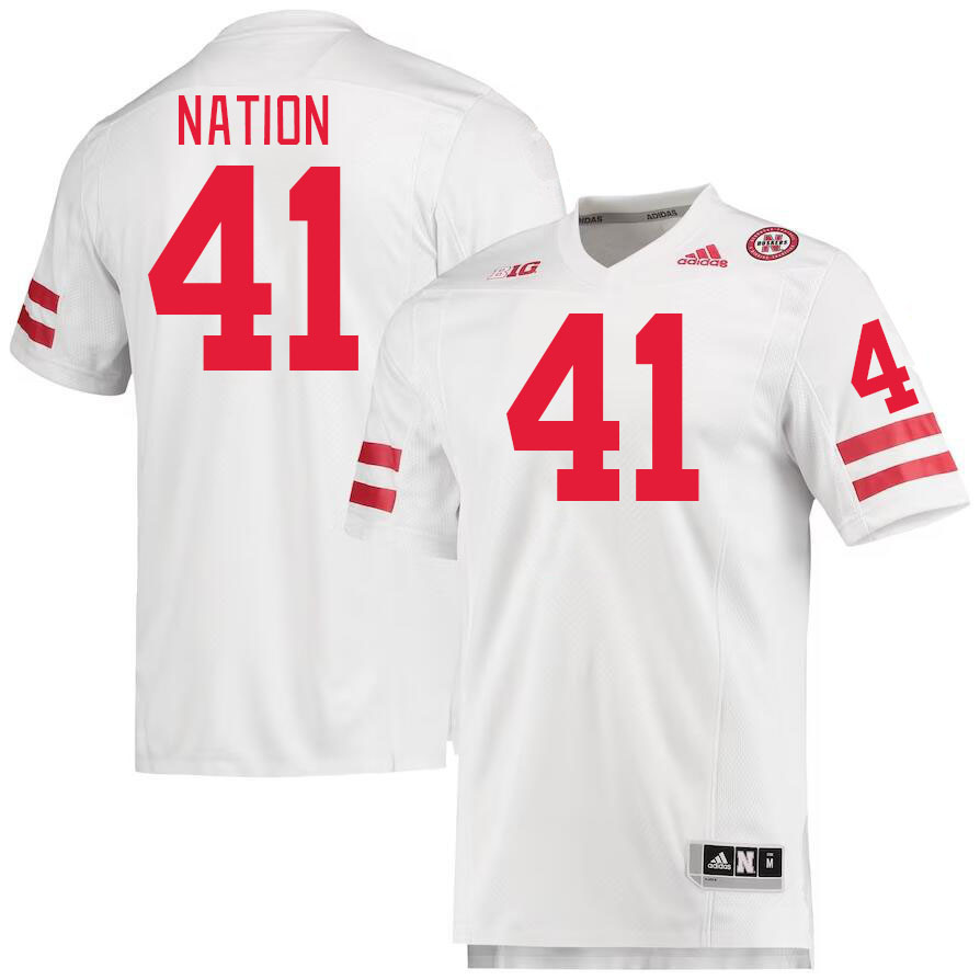 Men #41 Ethan Nation Nebraska Cornhuskers College Football Jerseys Stitched Sale-White